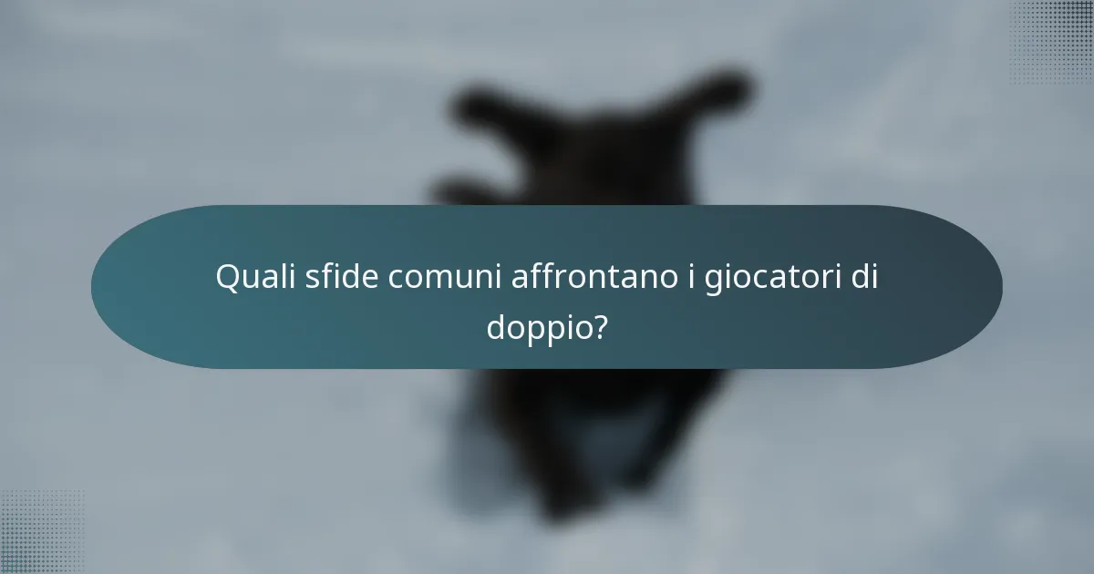 Quali sfide comuni affrontano i giocatori di doppio?
